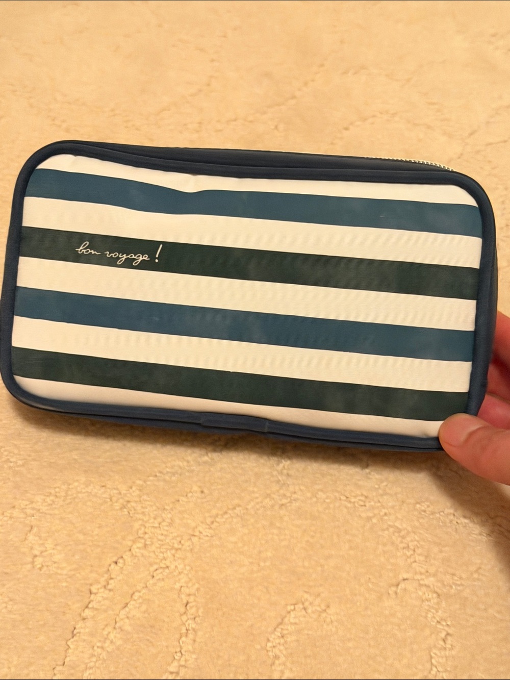 Agnes b Bon Voyage! Blue & White Travel Pouch amenities kit Cathay Pacific